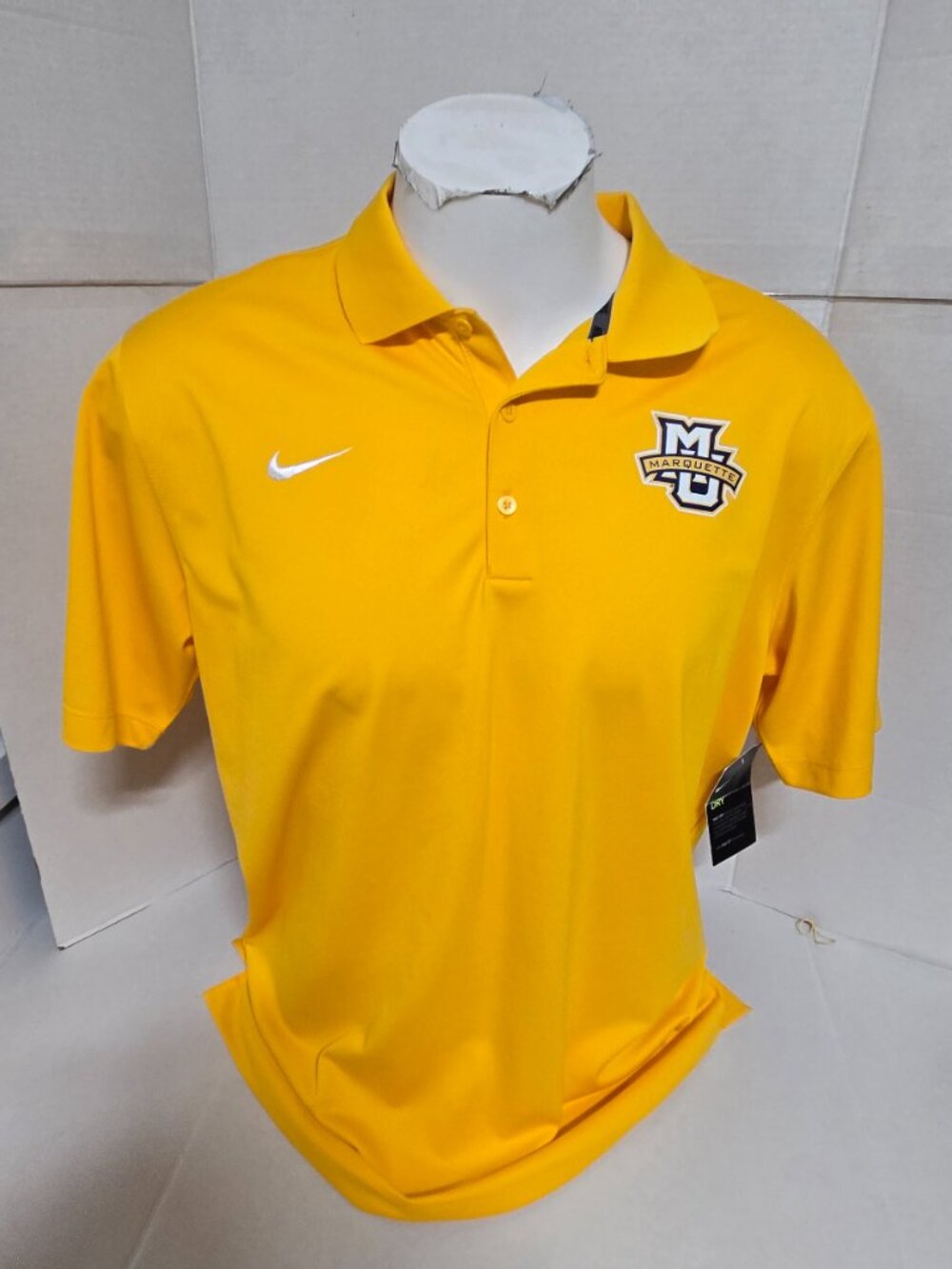 Nike Dri-FIT Marquette Golden Eagles Polo Shirt NWT Men's Large University Gold